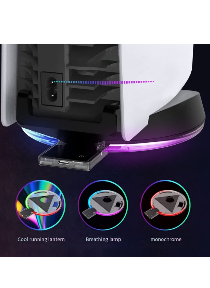 Generic - For Playstation 5 PS5 Host Vertical Stand Base LED Atmosphere RGB Luminous With 4 Mode Light Game Console Holder Accessories - Image 1