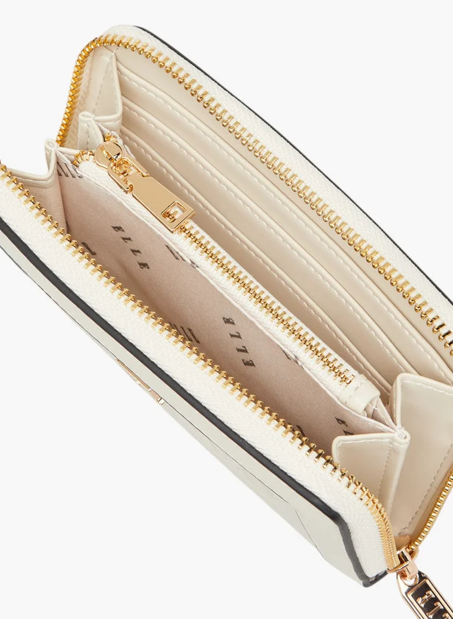 ايل محفظة بسحاب حولها بنقش الأحرف الأولى