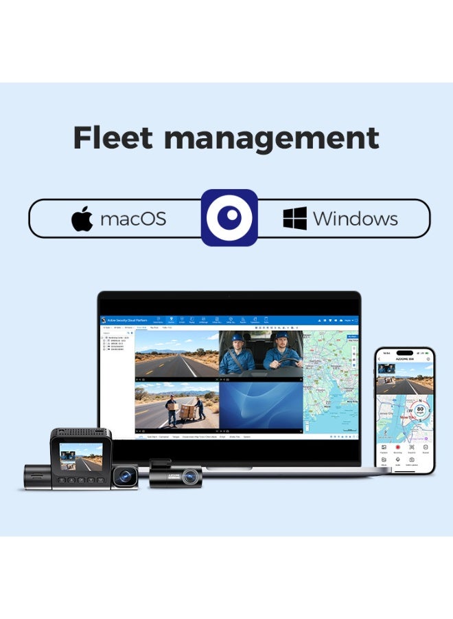 أزدوم كاميرا داش جديدة بدقة 4K، تدعم 4G وWiFi، بثلاث قنوات، كاميرا أمامية وخلفية وداخلية للسيارة، كاميرا للرؤية الليلية للسيارات - Image 3