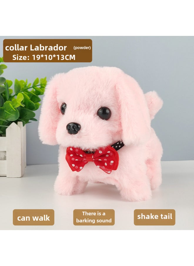 Children's Plush Electric Dog Toy 1-3 Stall Small Dog Stall Electronic Pet Simulation Machine-Color:Bow Tie Labrador Powder  - Image 1