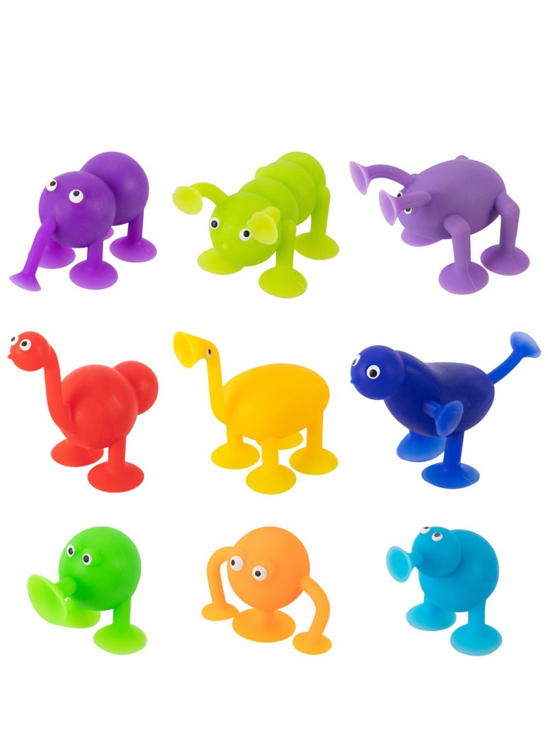SYOSI Suction Cup Toys, 9 Piece Soft Silicone Building Blocks Suction Cup Toys Pressure Play Set, Animal Shaped Suction Cup Toys Multicolor Pressure Release Parent-Child Interactive Games, Kids Room - Image 1