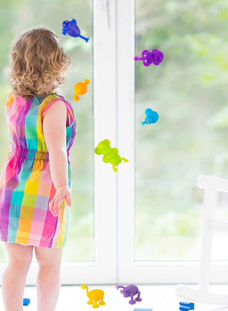 SYOSI Suction Cup Toys, 9 Piece Soft Silicone Building Blocks Suction Cup Toys Pressure Play Set, Animal Shaped Suction Cup Toys Multicolor Pressure Release Parent-Child Interactive Games, Kids Room - Image 3