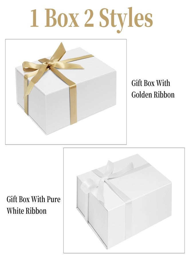 Corsiampoo 5 Pack White Gift Box, 8x7x3 Inches Gift Boxes with Magnetic Lids and Bow Ribbons, Ideal for Valentine's Day, Groomsman Proposal, Wedding, Christmas, Birthday Gift Packaging - Image 3