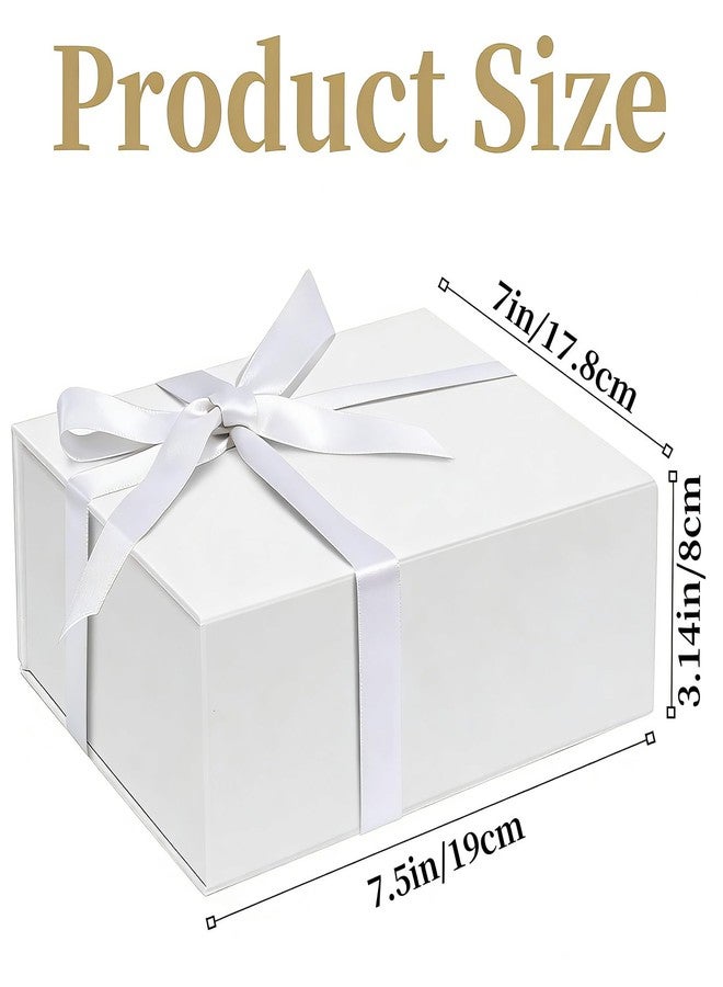Corsiampoo 5 Pack White Gift Box, 8x7x3 Inches Gift Boxes with Magnetic Lids and Bow Ribbons, Ideal for Valentine's Day, Groomsman Proposal, Wedding, Christmas, Birthday Gift Packaging - Image 2