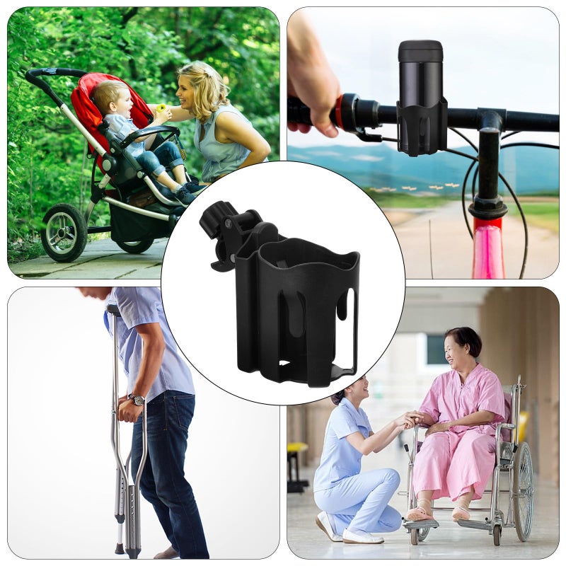 Detachable Wheelchair Cup Holder And Bottle Rack With Phone Stand Black - Image 4