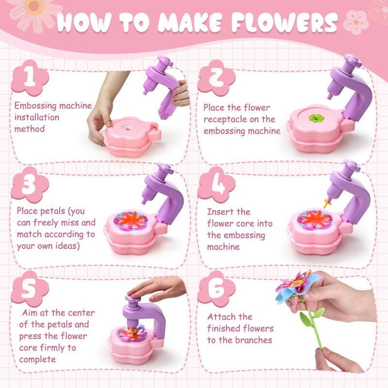 Scvcid Fabric Bouquet Toys Include Extra Accessories Set, Arts and Crafts for Kids Ages 3-12, DIY Flower Craft Kits for Toddler, Birthday Gifts for 3 4 5 6 7 8 9 10+ Year Old Girls - Image 4
