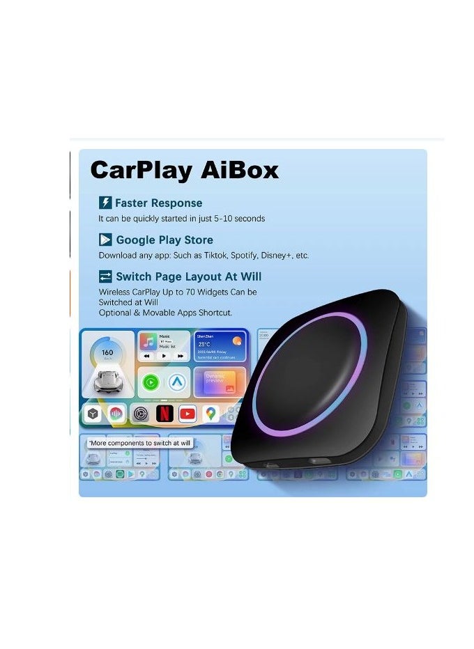 Generic - Android 13 Car Play AI Box, 8GB RAM + 128GB Internal Storage Support Wireless Car Play/Wireless Android Auto, Google Play Store, Netflix, YouTube Online, Nano SIM, Memory Card - Image 1