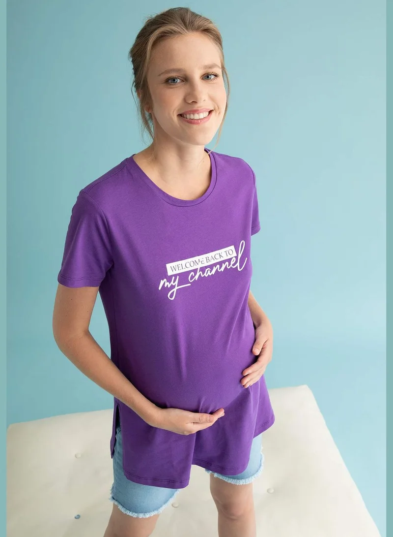 DeFacto Woman Disney Mickey & Minnie Licenced Regular Fit Maternity Wear Knitted Tops Short Sleeve