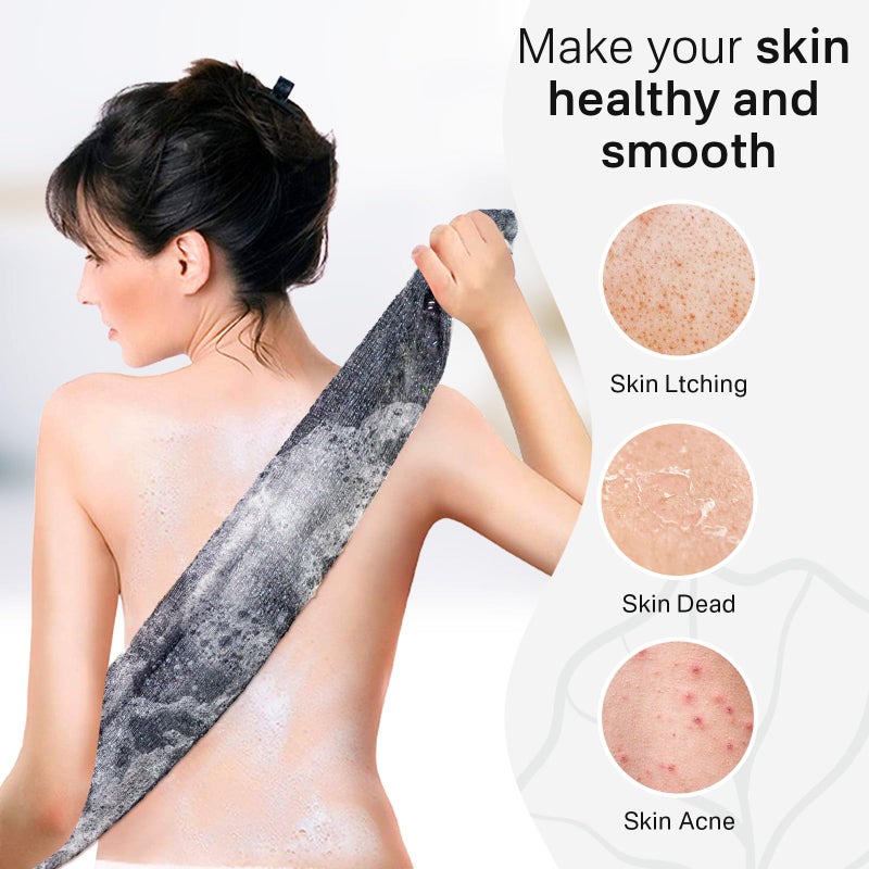 Yiclick Exfoliating Washcloth Towel [3 Pack], Japanese Exfoliating Bath Wash Cloth for Body Exfoliation, Korean Back Scrubber Washer for Shower, African Net Sponge Brush Loofah Exfoliator (Grey) - Image 4