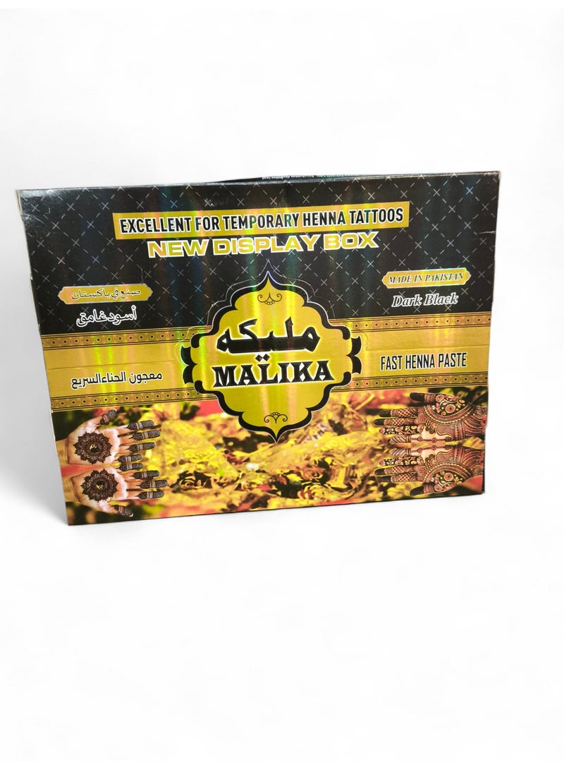 Malika Cone Henna Box Natural Paste 12 Pieces Dark Black - Image 2