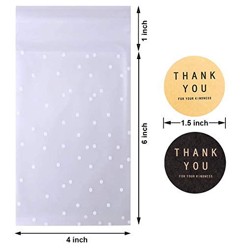 Searik Self Sealing Cookie Bags with Seal 4x6 Inches 4 Mils Individual Self Adhesive Cellophane Plastic Candy Bags for Wedding Party Gift Giving Bakery Chocolate with Thank You Stickers 100 Pcs - Image 5