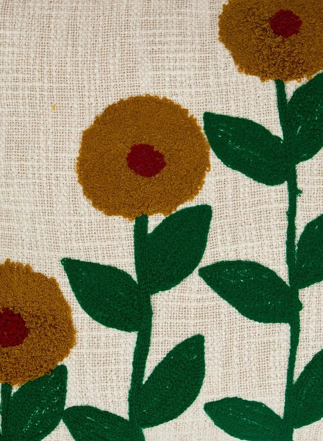 Styli 1-Piece Embroidered Square Cushion Cover 18X18Inches, Cotton