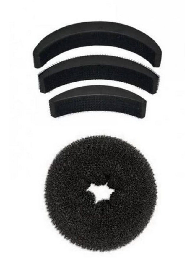 PALMATE Hair Bun Maker Set, 4-Piece Hair Styling Kit with Donut and Bump Inserts, Black - Image 1