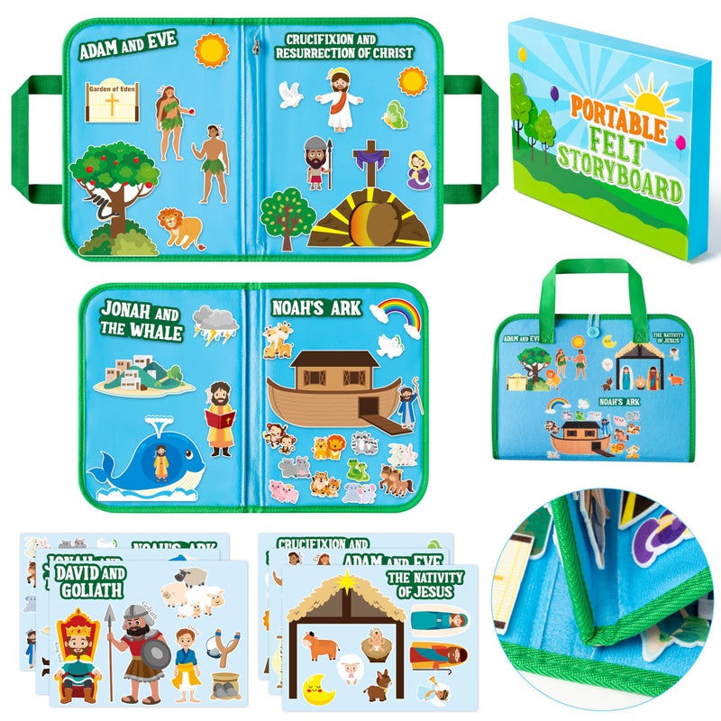 WATINC Portable Board Felt Board Stories Set 6pack Learning Story Board Gift Early Educational Travel Storytelling Interactive Play Kit for School Classroom Kids Toddlers Bible Religious Story - Image 2
