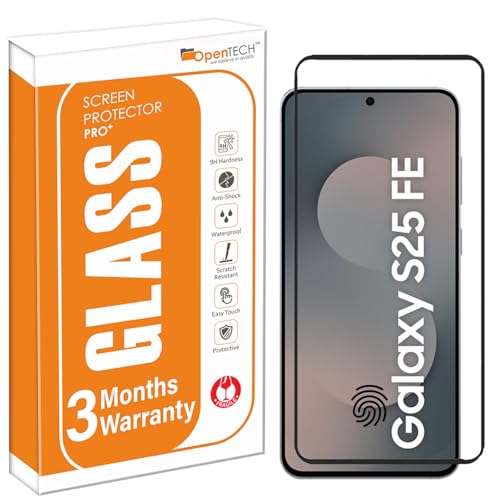 OpenTech® Military-Grade Gorilla Tempered Glass for Samsung Galaxy S25 FE 5G (6.7 Inch) with Edge to Edge Coverage - Case Friendly, Anti-scratch and Bubble free installation kit - Image 1