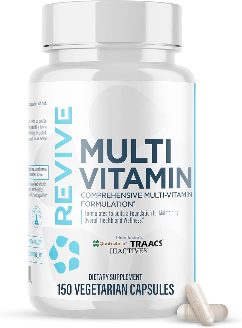 revive مكملات متعددة الفيتامينات للرجال والنساء من ريفيف MD - فيتامينات شاملة تدعم الطاقة والمناعة والصحة العامة مع الفيتامينات الأساسية NAC والزنك والمغنيسيوم والمزيد - 60 كبسولة - Image 1