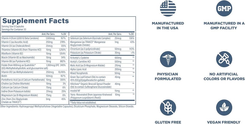 revive مكملات متعددة الفيتامينات للرجال والنساء من ريفيف MD - فيتامينات شاملة تدعم الطاقة والمناعة والصحة العامة مع الفيتامينات الأساسية NAC والزنك والمغنيسيوم والمزيد - 60 كبسولة - Image 5