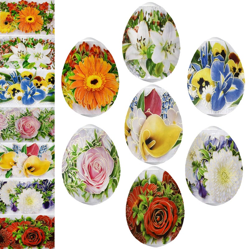 Diximus Easter Egg Wraps - Floris Flowers Easter Decoration - Thermo Heat Shrink Sticker Wraps Pysanka Pysanky Sleeve Decoration - Easter Egg Decorating Kit â€“ for 7 Easter Eggs