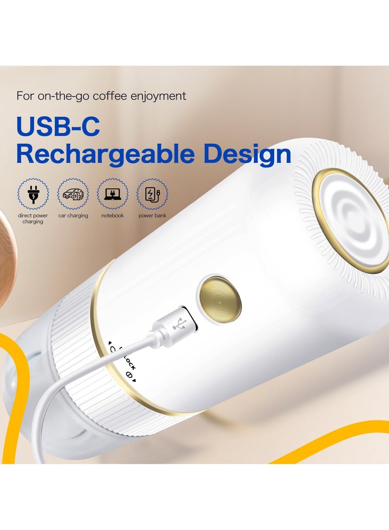 فلوشرينيك مطحنة قهوة محمولة، مطحنة حبوب قهوة كهربائية قابلة لإعادة الشحن مع إمكانية ضبط درجة الخشونة، مطحنة إسبرسو صغيرة لاسلكية، مناسبة للاستخدام المنزلي والسفر والتخييم والمكتب (لون أبيض) - Image 3