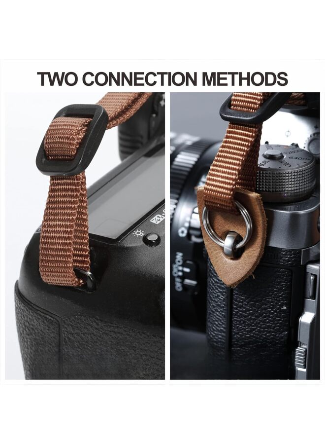 Camera Strap - Double Layer Crazy Horse Cowhide Head Pure Cotton Woven Camera Straps,Adjustable Neck Shoulder Strap for All Cameras,Great Gift for Photographers Black, One Size - Image 4