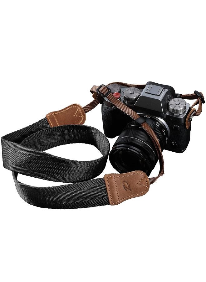 Camera Strap - Double Layer Crazy Horse Cowhide Head Pure Cotton Woven Camera Straps,Adjustable Neck Shoulder Strap for All Cameras,Great Gift for Photographers Black, One Size - Image 1