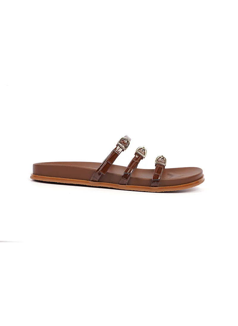 كيوبل Womens three strap Flats Sandals