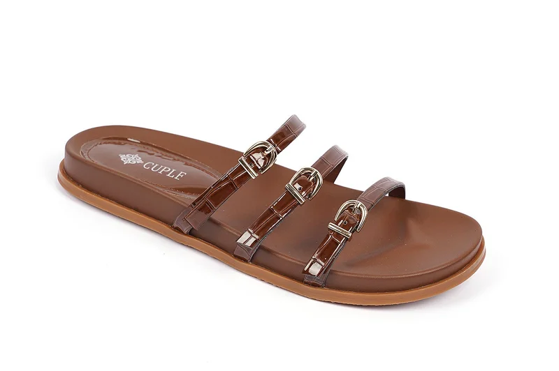 كابلي صندل مسطح نسائي بثلاثة أشرطة للأناقة العصرية