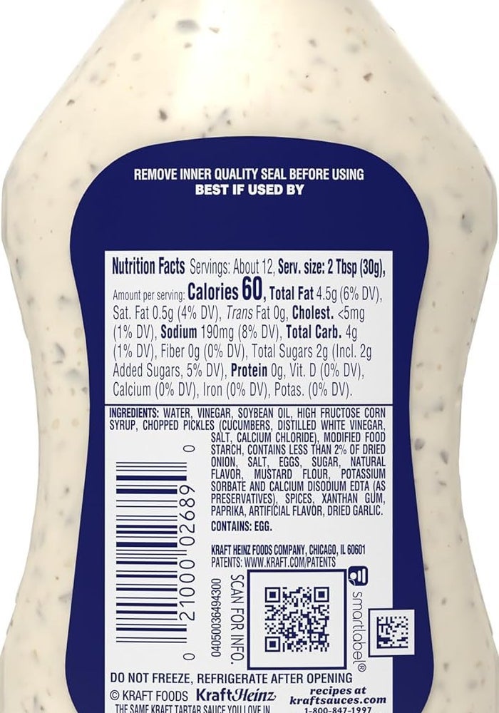 Kraft Tartar Sauce, 12 fl oz Bottle - Image 4