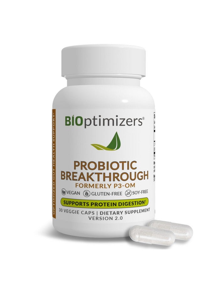 BIOptimizers Probiotic Breakthrough, Proteolytic Prebiotics & Probiotics Supplement - Lactobacillus Plantarum OM for Immune, Bloating & Gut Relief Support, 30 Vegan Capsules - Image 1