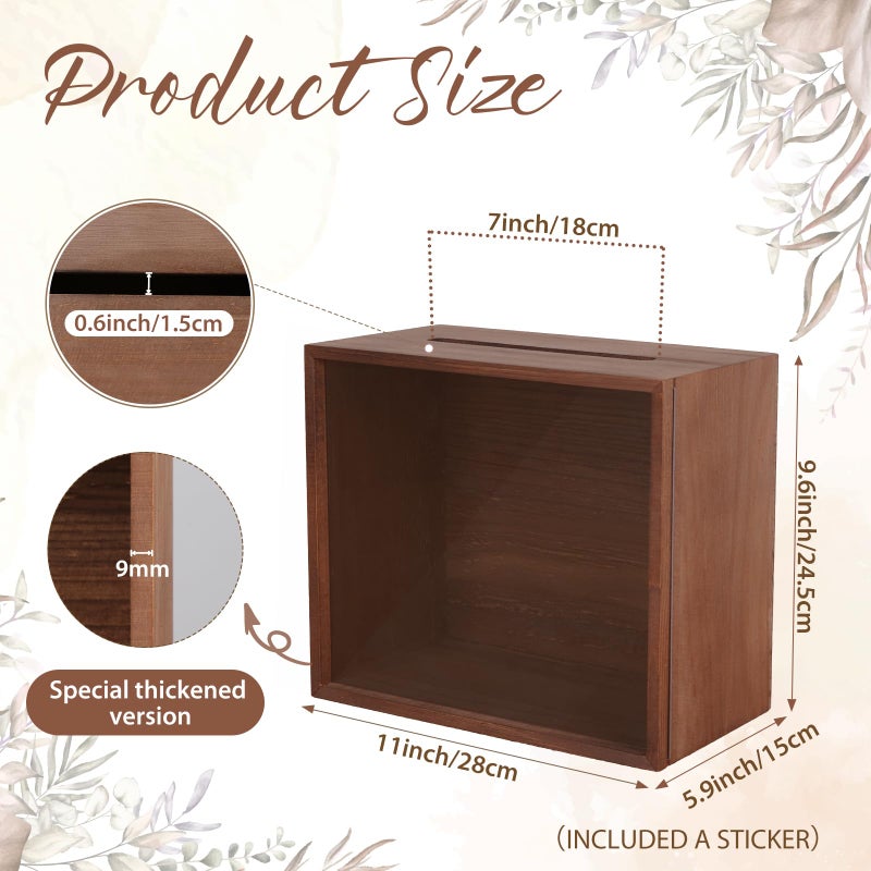 OurWarm Wooden Card Box for Reception, Money Gift Card Box, Card Storage Box for Wedding Decorations and Party Gifts - Image 3