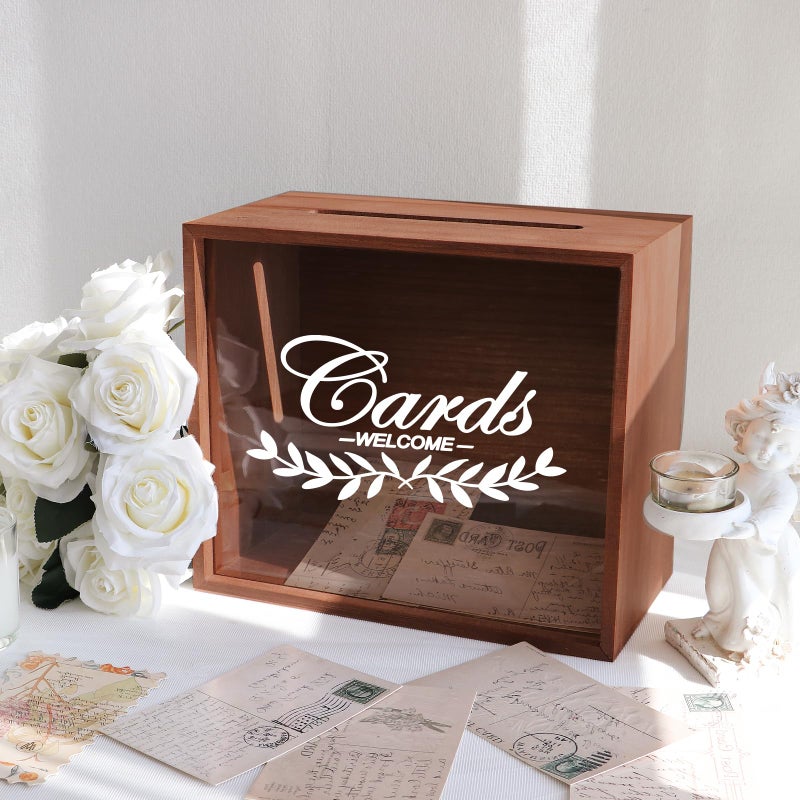 OurWarm Wooden Card Box for Reception, Money Gift Card Box, Card Storage Box for Wedding Decorations and Party Gifts - Image 2