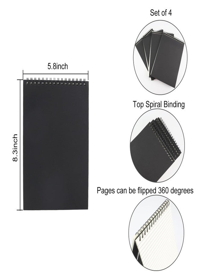 Aacehlh 4 Pcs Top Bound Spiral Notebook,8.3 inch x 5.8 inch,60 Sheet,7mm College Ruled Paper,A5 Spiral Note Pads Memo Lined Notebook Journal for School and Office Supplies (Black) - Image 2