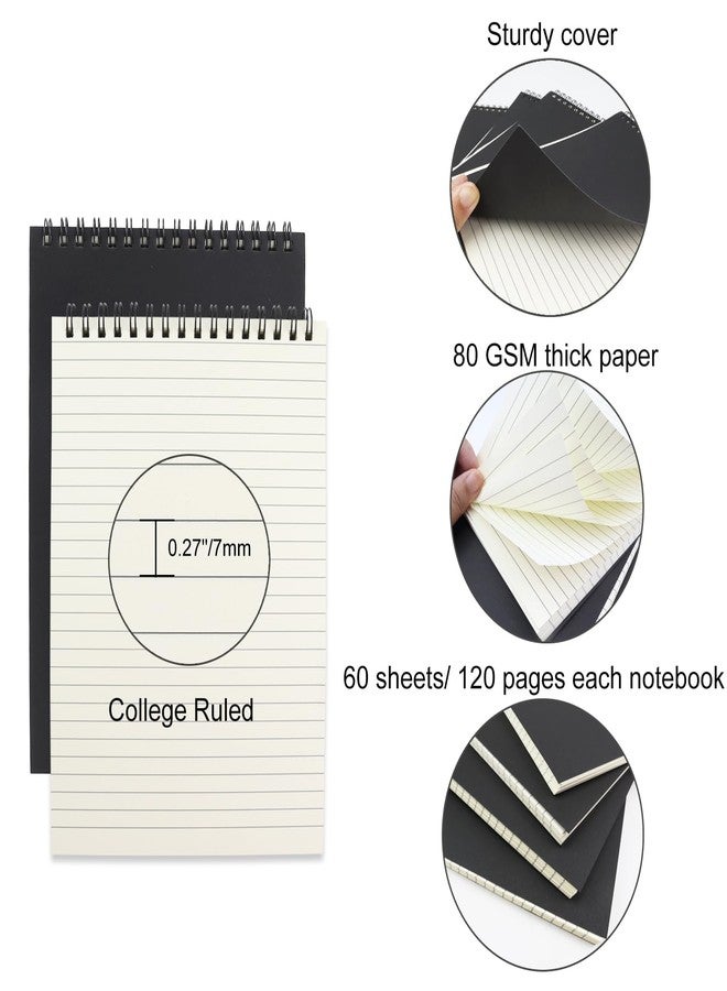 Aacehlh 4 Pcs Top Bound Spiral Notebook,8.3 inch x 5.8 inch,60 Sheet,7mm College Ruled Paper,A5 Spiral Note Pads Memo Lined Notebook Journal for School and Office Supplies (Black) - Image 3