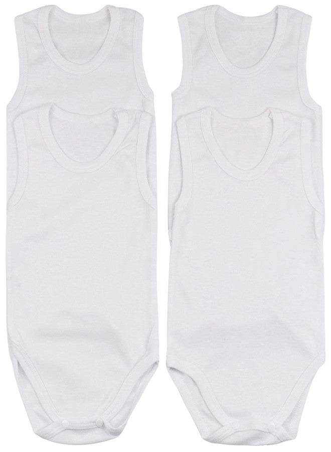 ToBeInStyle طقم 4 قطع من قمصان بدون أكمام للأطفال الأولاد - أبيض - الحجم 1 - Image 1
