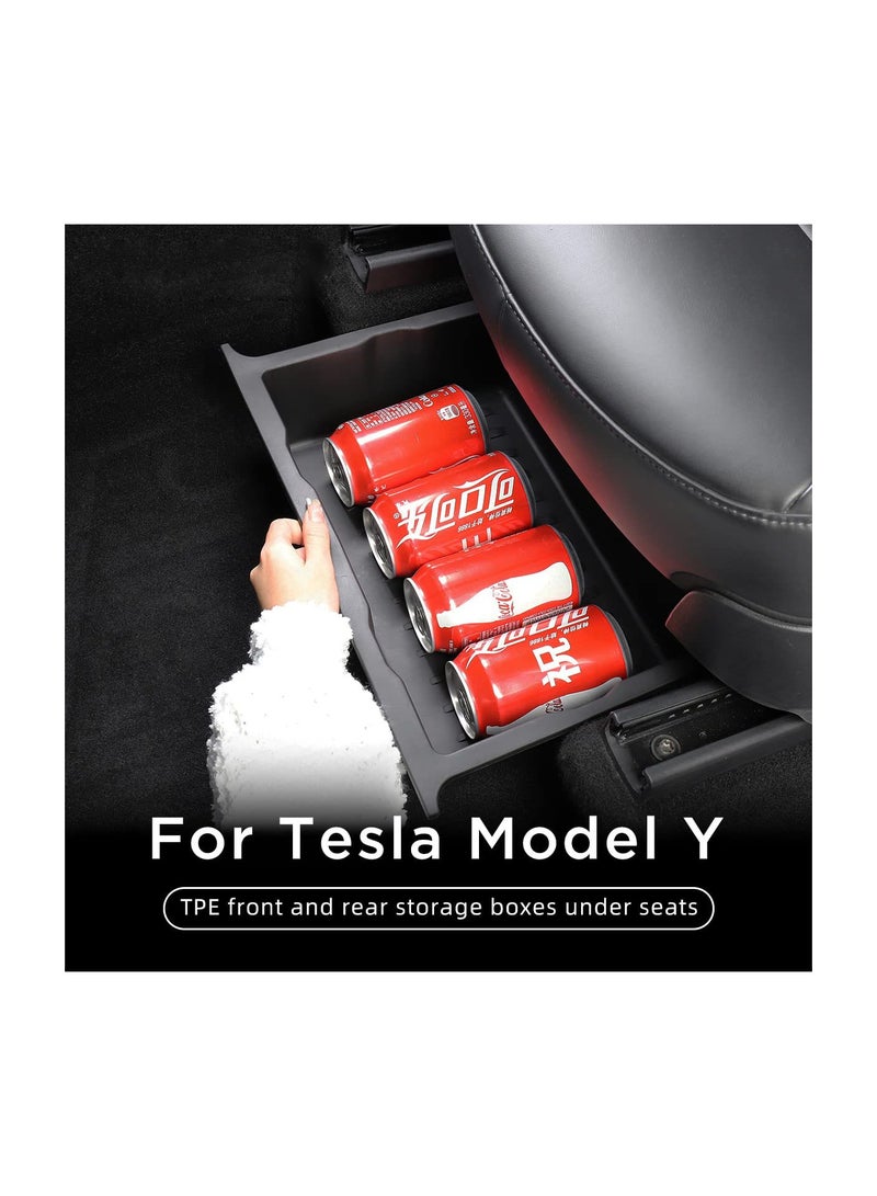 SOLARAE Under Seat Storage Box Organizer Fit for Tesla Model Y 2020 2021 2022 2023, Tesla Under Seat Drawer Silicone Hidden Tray Fit for Tesla Model Y Accessories Interior Decoration(1 Pack) - Image 4