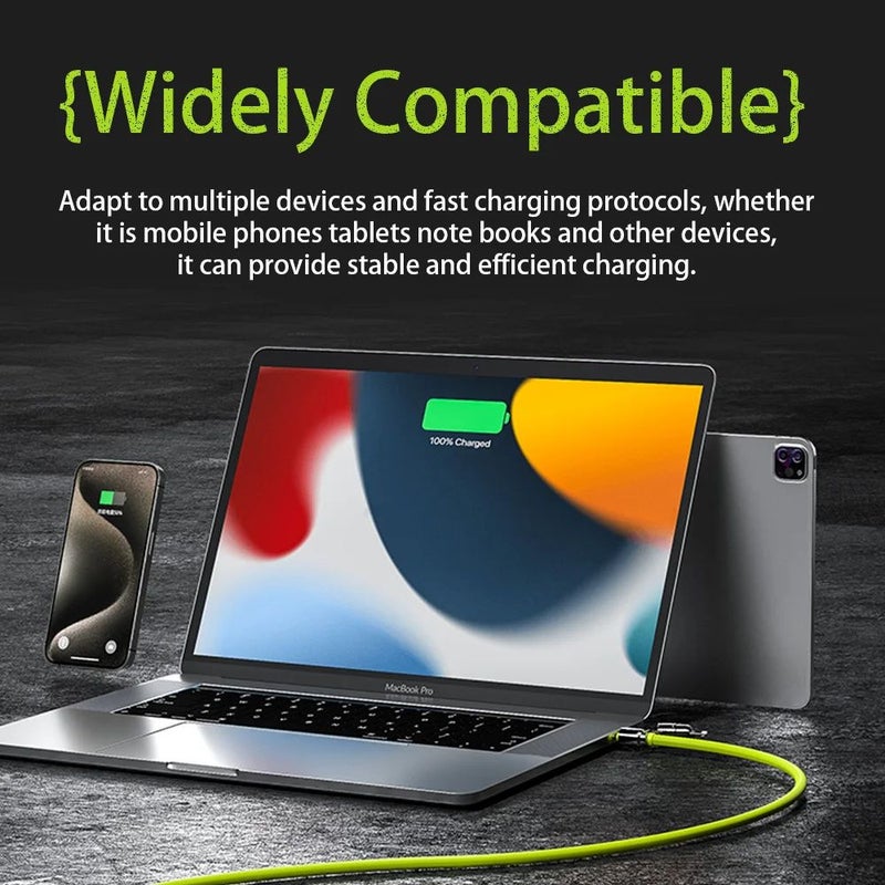 4 In 1 Blue 2m 6.6ft 100W Ultra Fast Charging Cable for Mobile Phones Tablets Laptops - Image 4