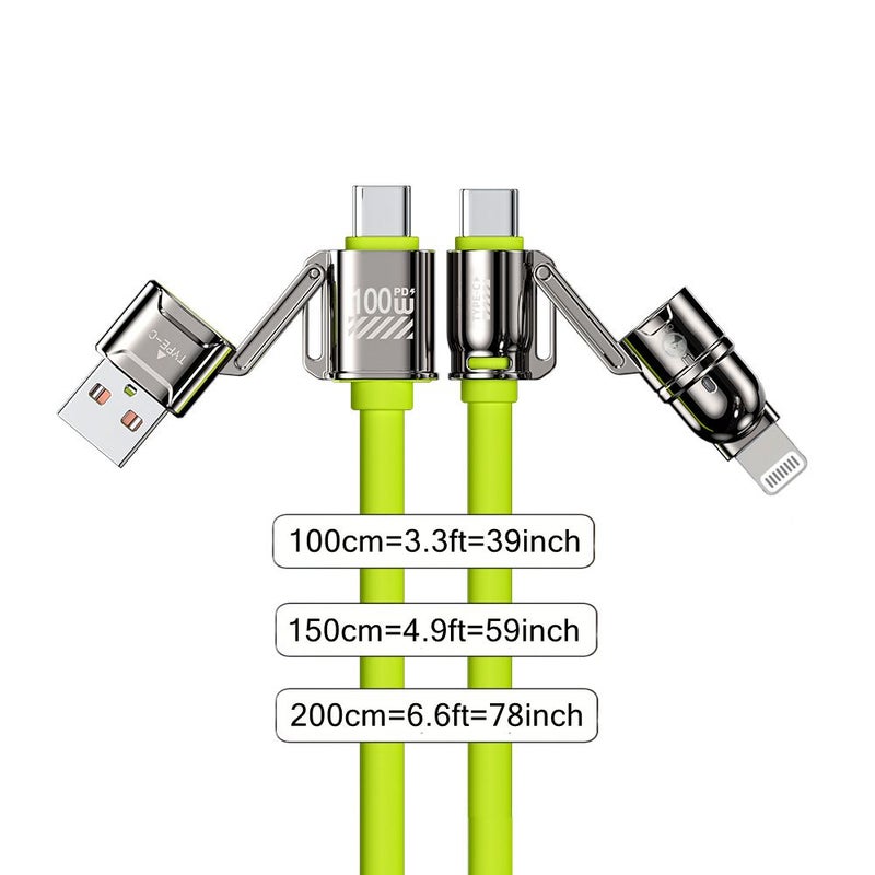 4 In 1 Blue 2m 6.6ft 100W Ultra Fast Charging Cable for Mobile Phones Tablets Laptops - Image 2