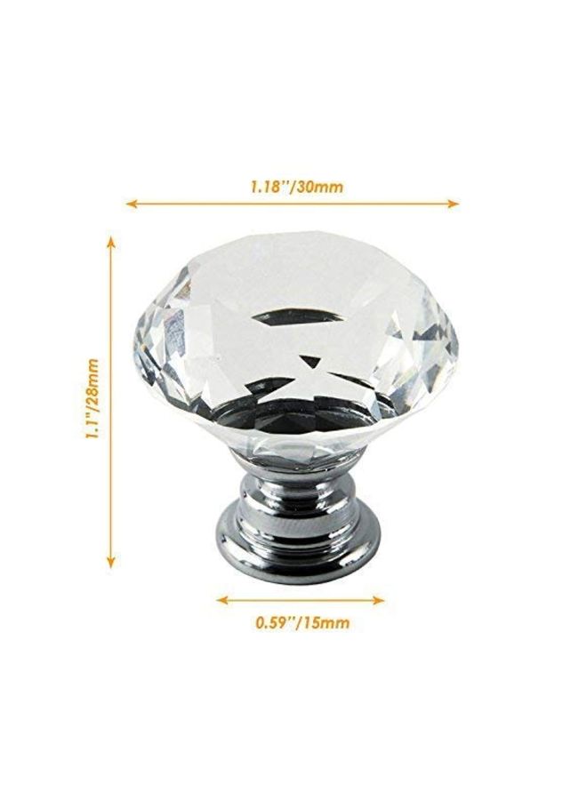 12-Piece Diamond Shape Crystal Glass Knobs Silver 1.1inch - Image 3