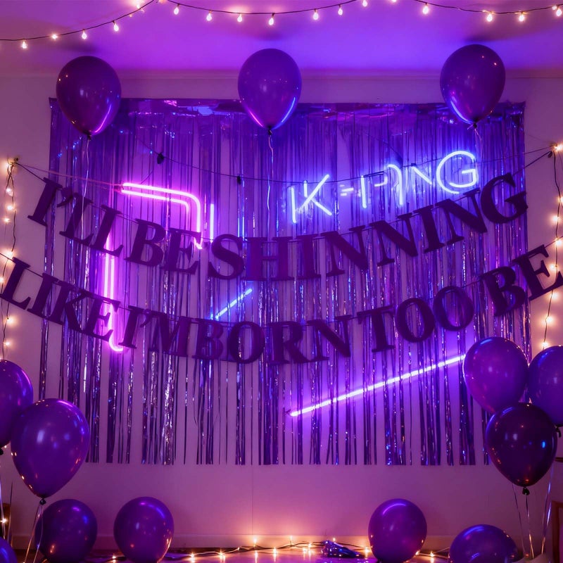 CHOOSE-IT â€œI'LL BE SHINNING LIKE I'M BORN TO BEâ€ Shine Like a Star Banner, Stage Performance & K-Pop Inspired Party Supplies for Birthday, Glitter Purple Demon Party Decor, Hunters Concert Theme Celebration - Image 4