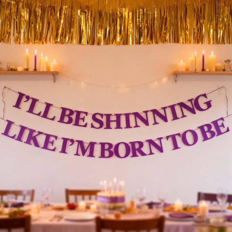 CHOOSE-IT â€œI'LL BE SHINNING LIKE I'M BORN TO BEâ€ Shine Like a Star Banner, Stage Performance & K-Pop Inspired Party Supplies for Birthday, Glitter Purple Demon Party Decor, Hunters Concert Theme Celebration - Image 3