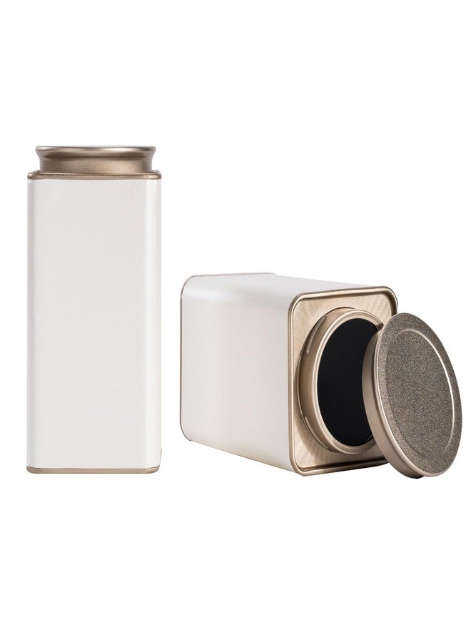 Tianhui 2 Packs Airtight Tea Tins for Loose Tea Square Cans Matcha Canister Empty Container for Kitchen Storage Coffee Beans Tea Can (White, Large) - Image 1