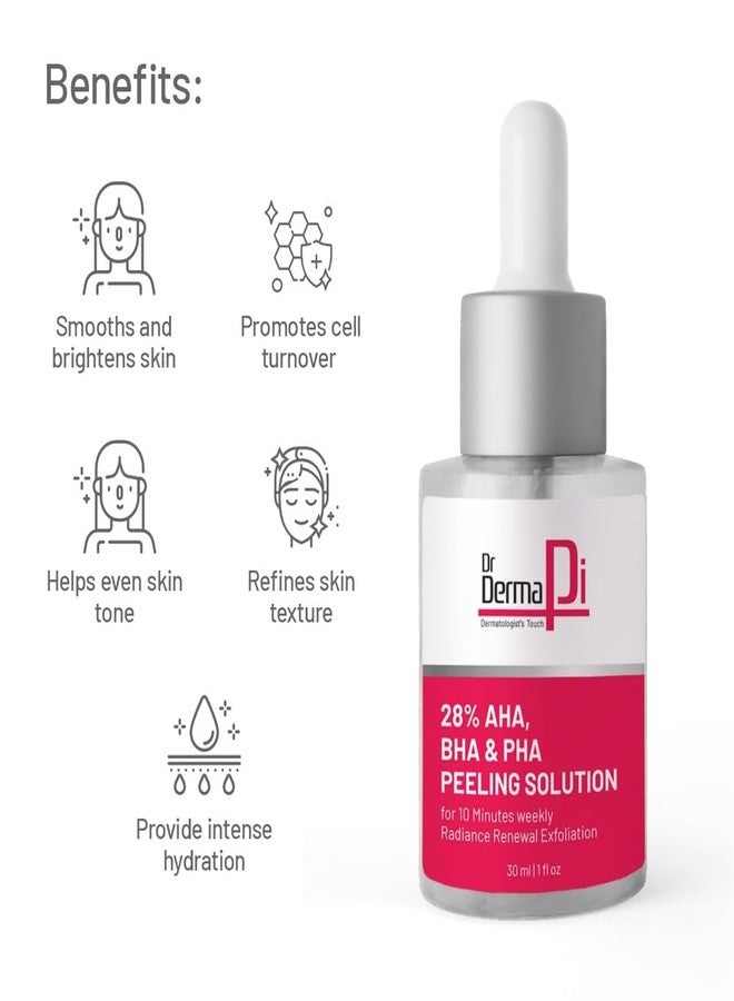 DrDermapi محلول تقشير دكتور ديرمابي 28% Aha+Bha+Pha، علاج للوجه لمدة 10 دقائق، سيروم مقشر، يقلل من الشوائب والبقع الداكنة (30 مل) - Image 2