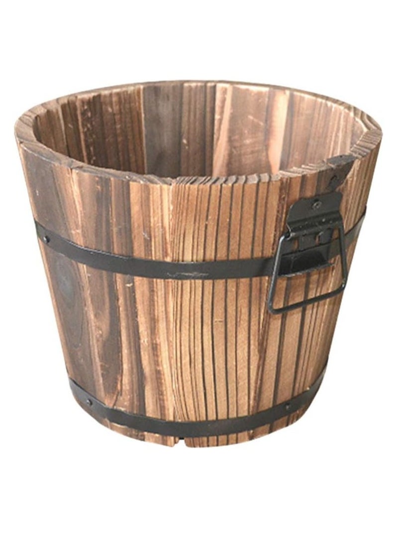 HOME TASTE TOMSUN Vintage Wooden Flower Pots With Handle Decorative Cactus Pottery Planter Box for Desktop Decor Home and Office  - Image 1