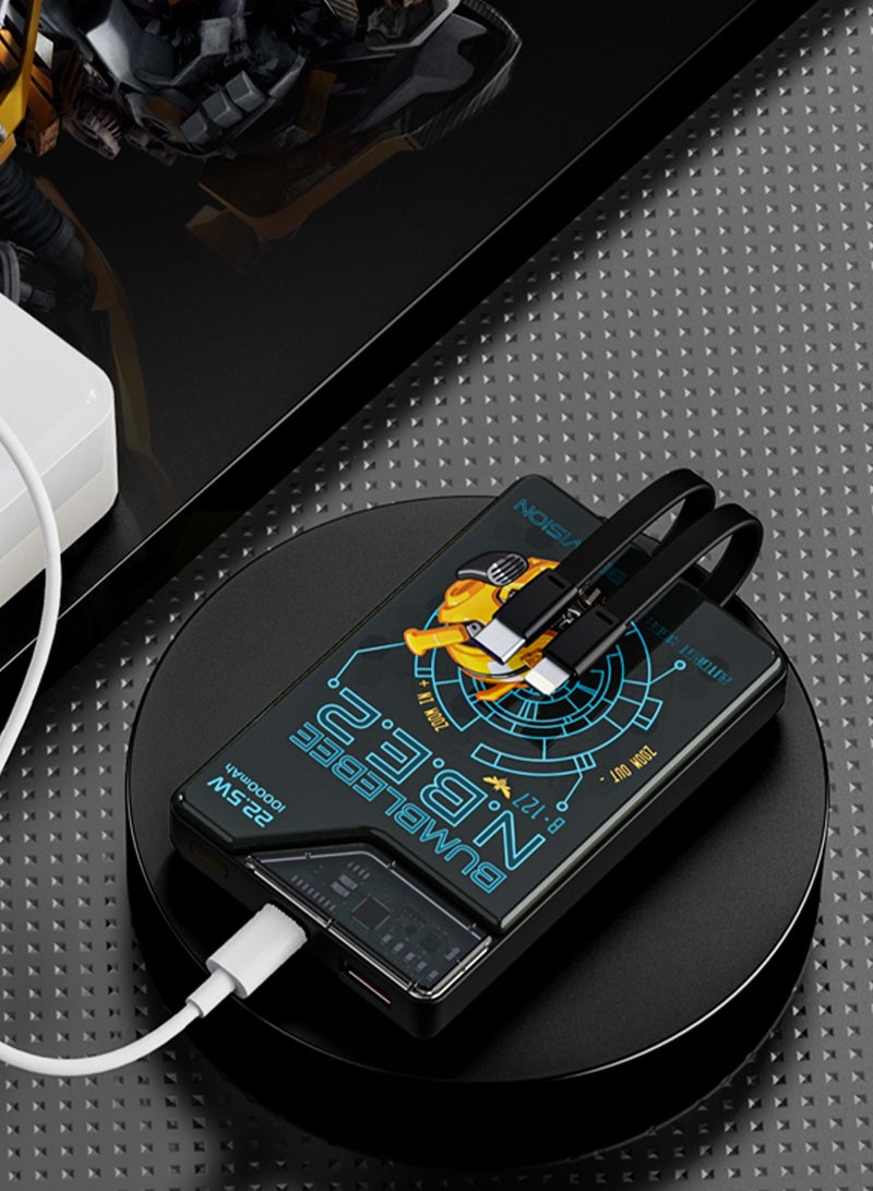 Transformers TF-D10 Power Bank 10000mAh with USB-A, Type-C, and Lightning Output – 22.5W Fast Charging, Multi-Port Simultaneous Charging, Portable Power for Smartphones, Tablets & More - Black - Image 2