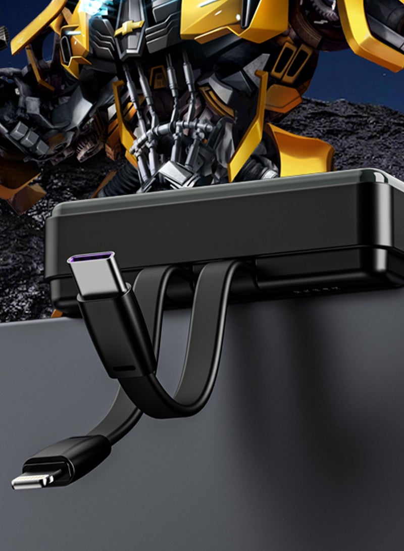 Transformers TF-D10 Power Bank 10000mAh with USB-A, Type-C, and Lightning Output – 22.5W Fast Charging, Multi-Port Simultaneous Charging, Portable Power for Smartphones, Tablets & More - Black - Image 3