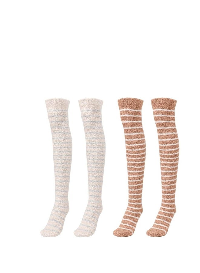 Women Thigh High Socks Extra Long Cotton Knit Warm Thick Tall Long Boot Stockings Leg Warmers (2 Pcs)  - Image 2