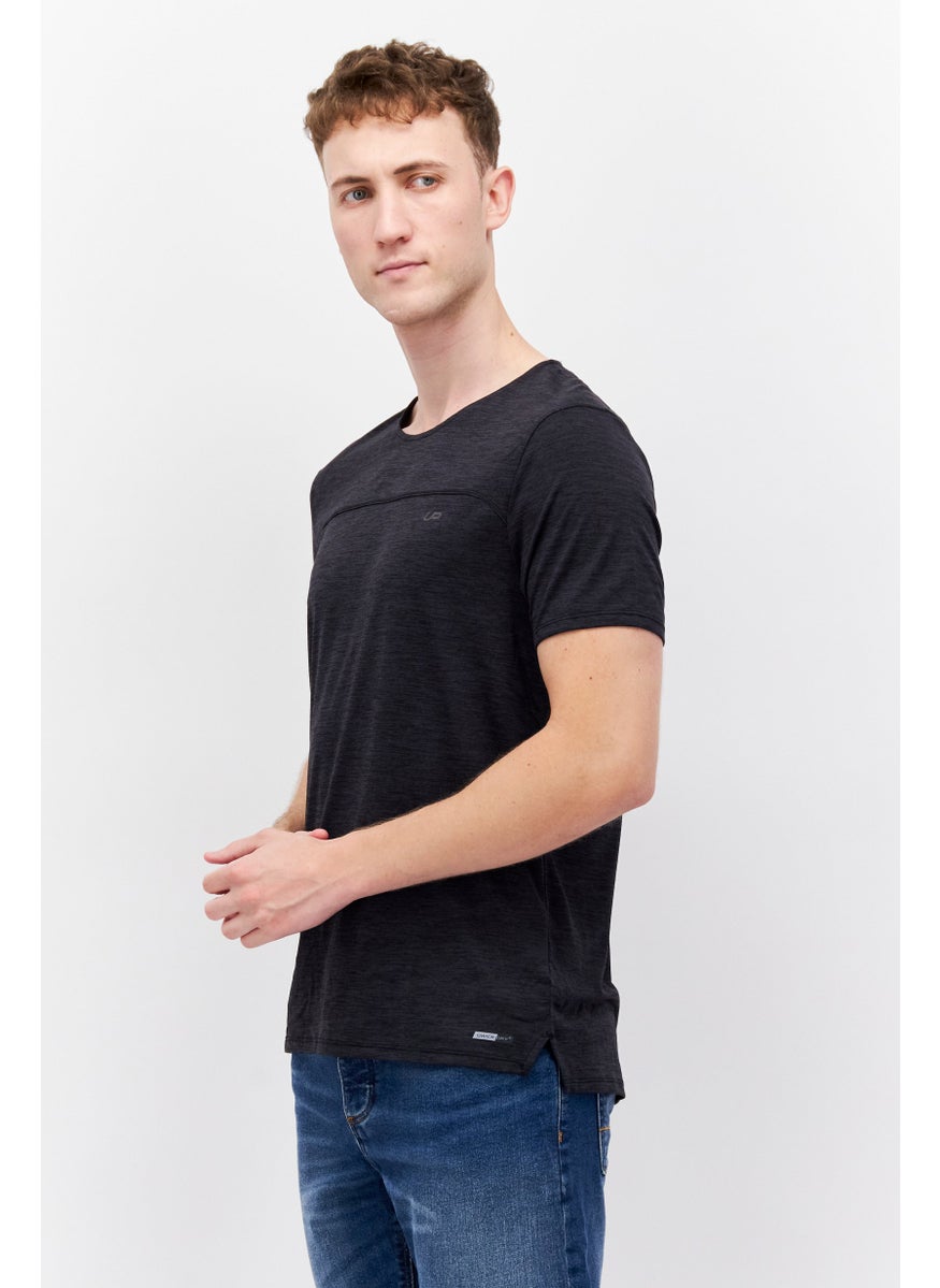Unipro - Men Sportswear Fit Short Sleeve Training T-Shirt, Heather Black - Image 1
