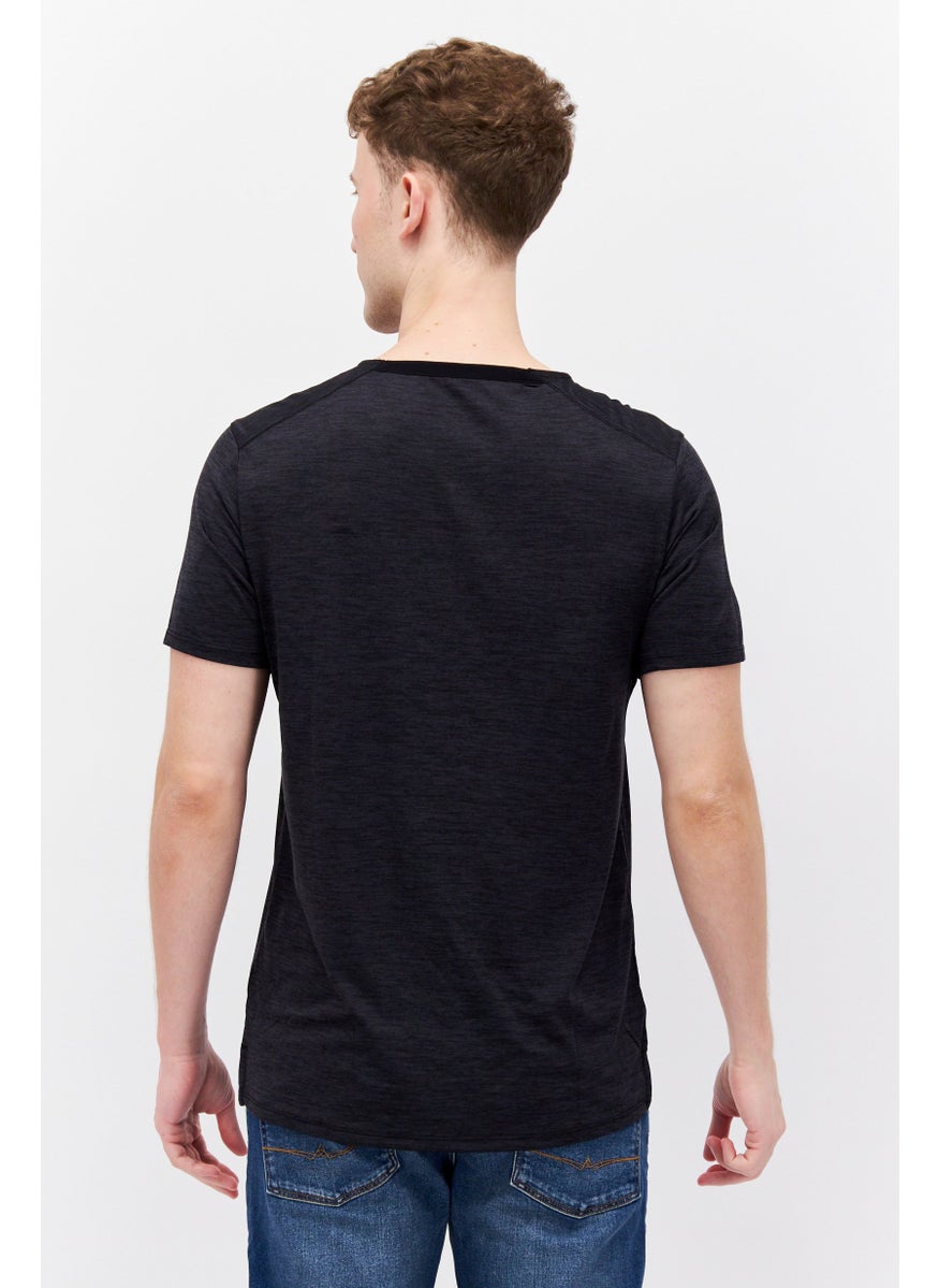 Unipro - Men Sportswear Fit Short Sleeve Training T-Shirt, Heather Black - Image 1