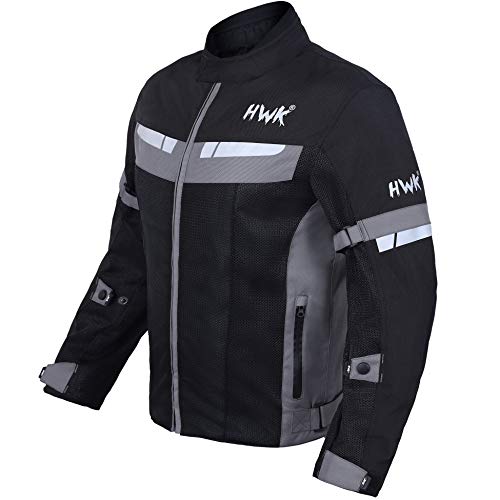 HWK Mesh Motorcycle Jacket Riding Air Motorbike Jacket Biker CE Armored Breathable (Medium, Black) - Image 2
