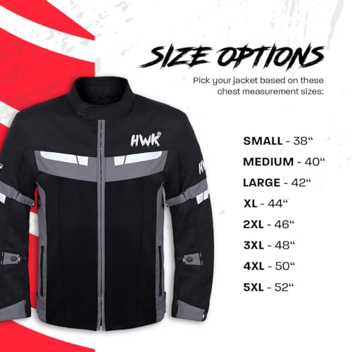 HWK Mesh Motorcycle Jacket Riding Air Motorbike Jacket Biker CE Armored Breathable (Medium, Black) - Image 5